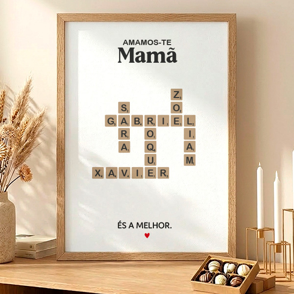 Póster Scrabble com Nomes personalizados
