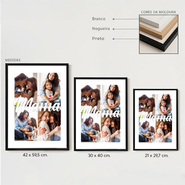 Póster para a Mãe com 4 Fotografias personalizadas