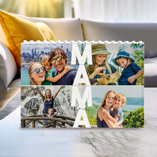 Puzzle de Blocos Mamã Vertical com Fotos personalizadas