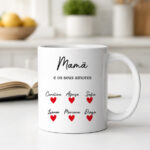 Miniatura de Caneca com texto, corações e nomes personalizados