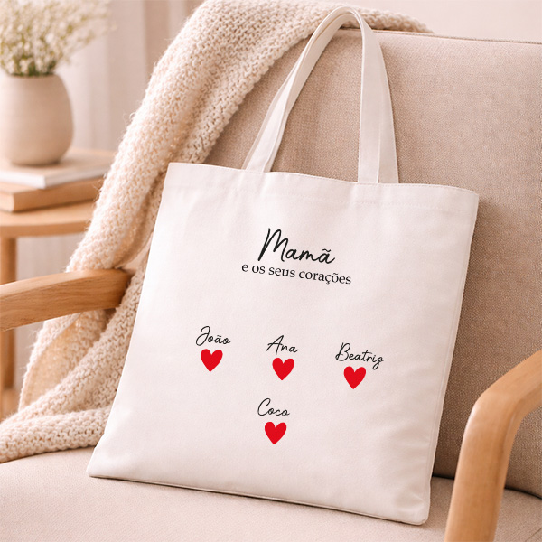 Sacola com Corações e Nomes personalizados