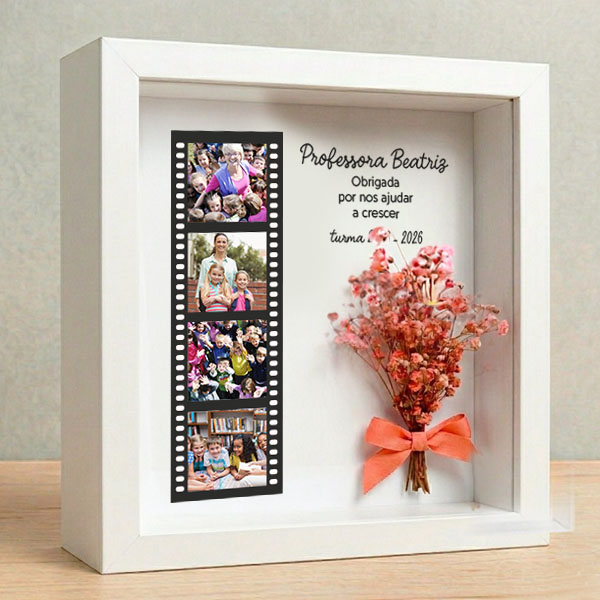 Moldura com Flores Estilo Rolo Fotográfico com Fotos personalizadas