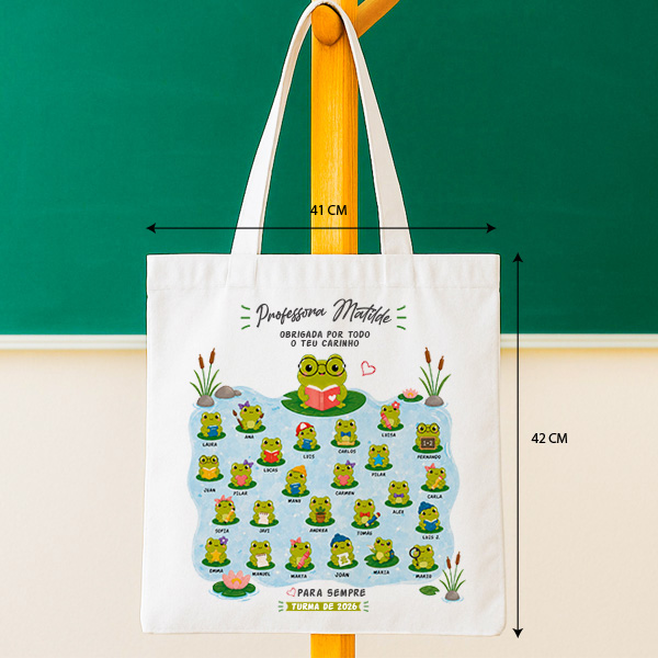 Tote Bag para Professores com Rãzinhas e Nomes personalizados