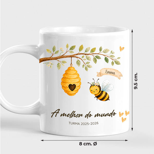 Caneca para Professores com Abelhinhas e Nomes personalizados