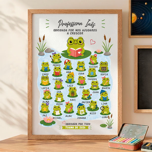 Póster para Professores com Rãzinhas e Nomes personalizados