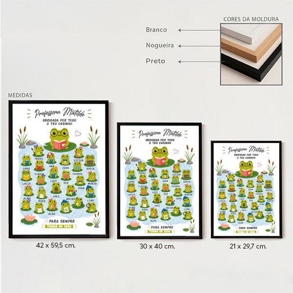 Póster para Professores com Rãzinhas e Nomes personalizados