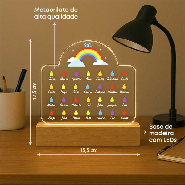 Lâmpada Chuva com Nomes e Texto personalizada