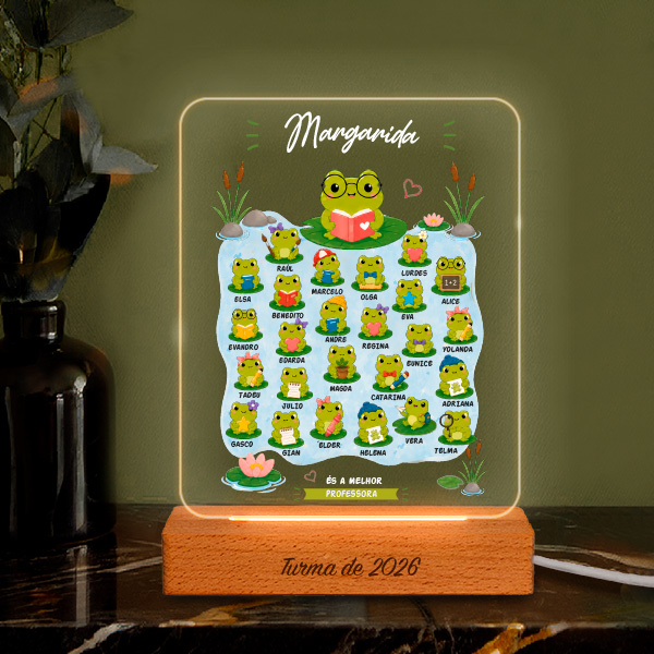 Candeeiro para Professora com Rãzinhas e Nomes personalizados