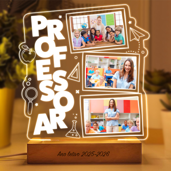 Candeeiro para Professor com 3 Fotografias Personalizadas