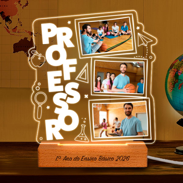Candeeiro para Professor com 3 Fotografias Personalizadas