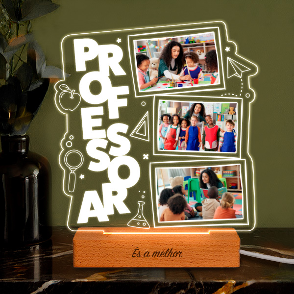Candeeiro para Professor com 3 Fotografias Personalizadas