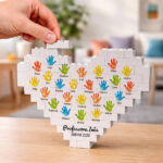 Miniatura de Puzzle de Blocos Coração com Mãos e Nomes personalizados