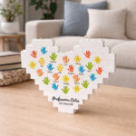 Miniatura de Puzzle de Blocos Coração com Mãos e Nomes personalizados