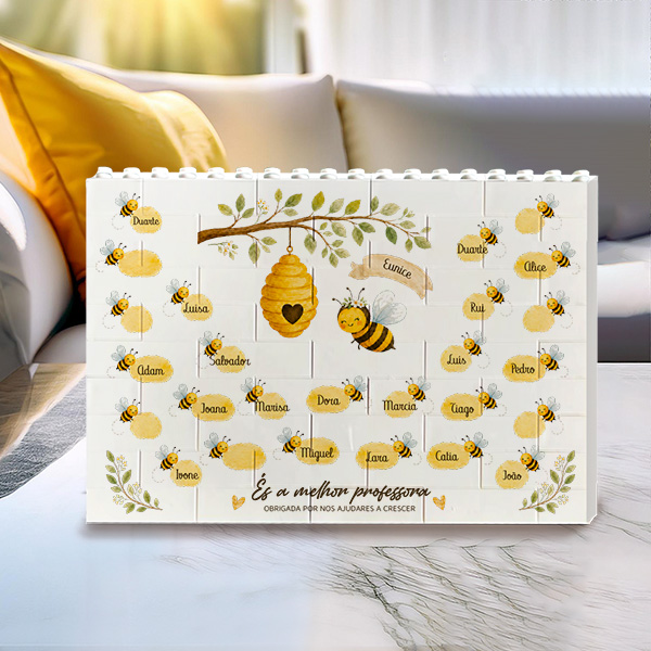 Puzzle de Blocos com Abelhinhas e Nomes personalizados