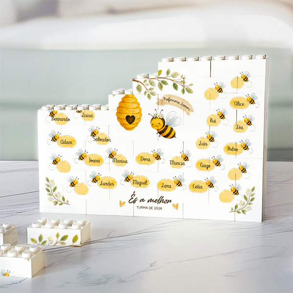 Puzzle de Blocos com Abelhinhas e Nomes personalizados
