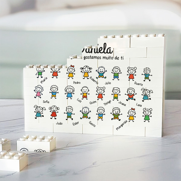 Puzzle de Blocos com Bonequinhos e Nomes personalizados