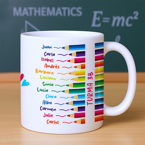 Caneca Lápis de Cores com Nomes personalizada