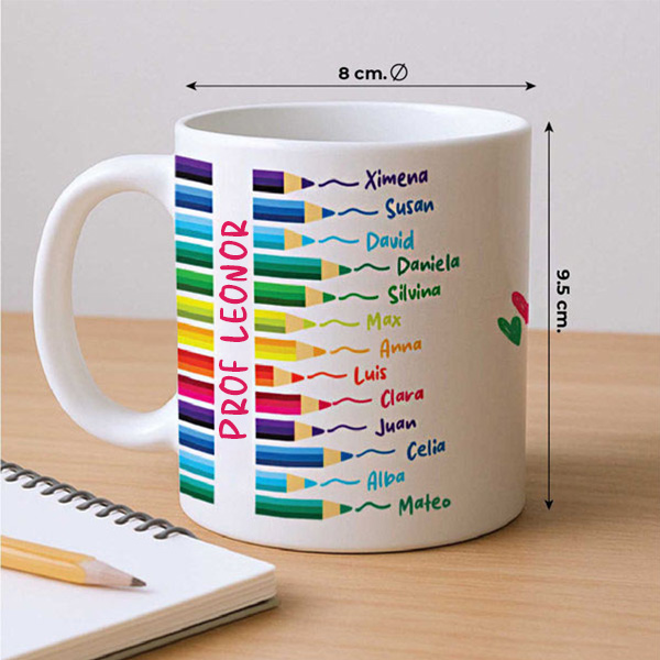 Caneca Lápis de Cores com Nomes personalizada