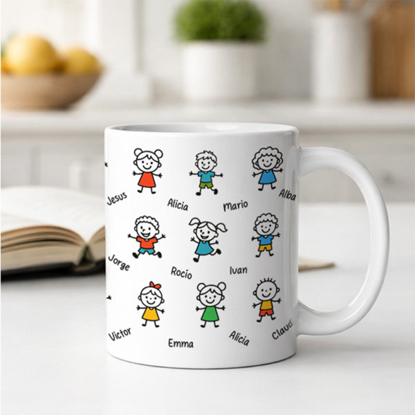 Caneca com Bonequinhos e Nomes personalizados