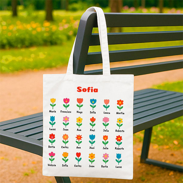 Tote Bag Flores com Nomes personalizada