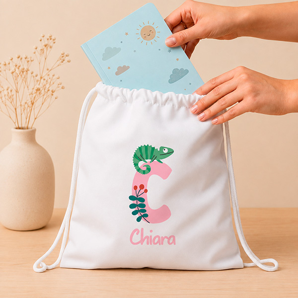 Mochila Saco Infantil com Inicial Personalizada