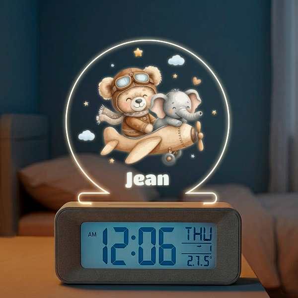Relógio Despertador Aviador com Luz e Nome Personalizado