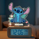 Miniatura de Relógio Despertador Stitch com Luz e Nome Personalizado