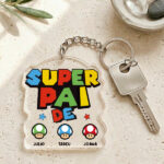 Porta-chaves Super Pai com Nomes Personalizados Miniatura de Porta-chaves Super Pai com Nomes Personalizados