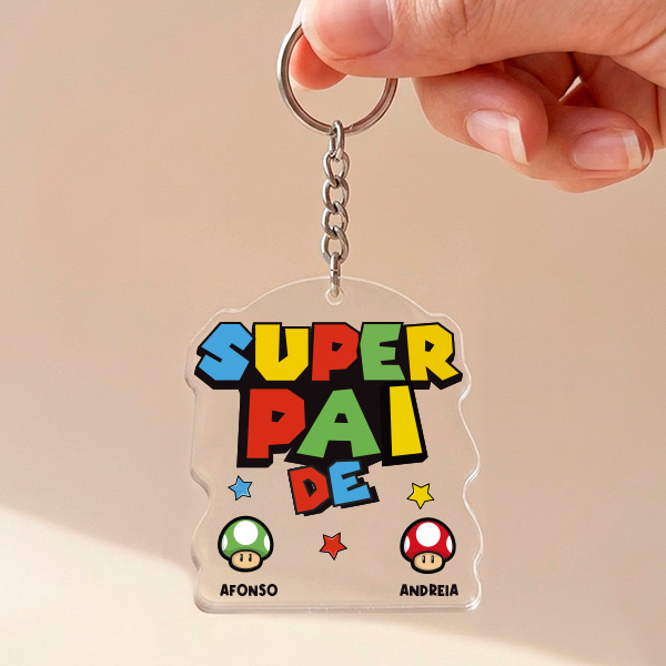 Porta-chaves Super Pai com Nomes Personalizados