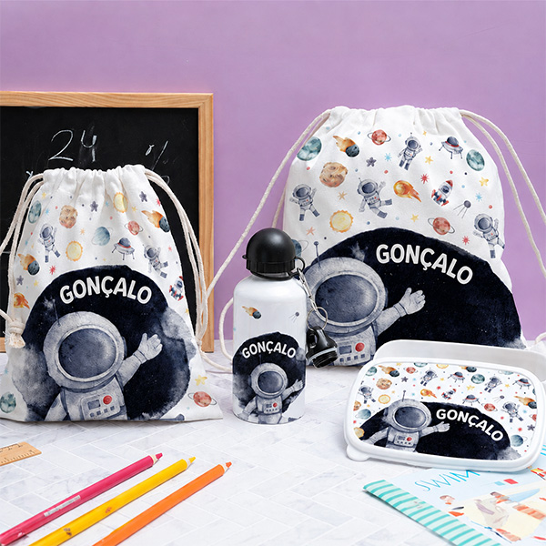 Garrafa Infantil Astronauta no Espaço Personalizada