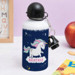Garrafa Infantil Unicórnios Coloridos Personalizada Miniatura de Garrafa Infantil Unicórnios Coloridos Personalizada