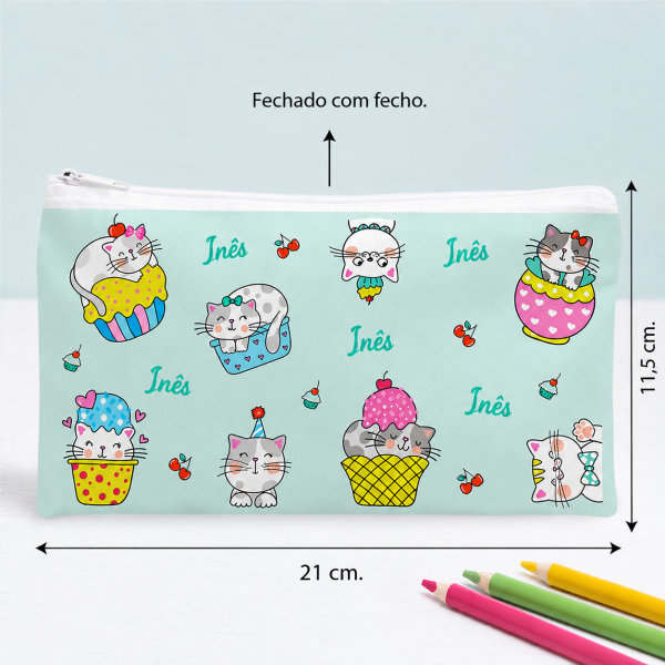 Estojo Infantil Gatinhos Personalizado