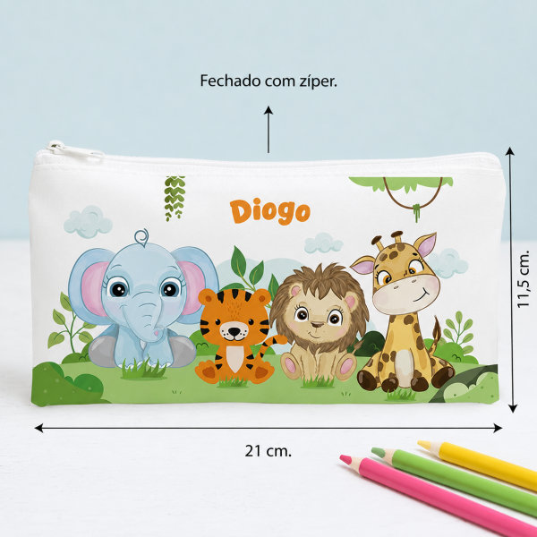 Estojo Infantil Animais da Selva Personalizado