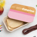 Miniatura de Lancheira com Tampa de Madeira Infantil Xadrez Personalizada