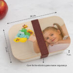 Miniatura de Lancheira com Tampa de Madeira Infantil com Foto Personalizada