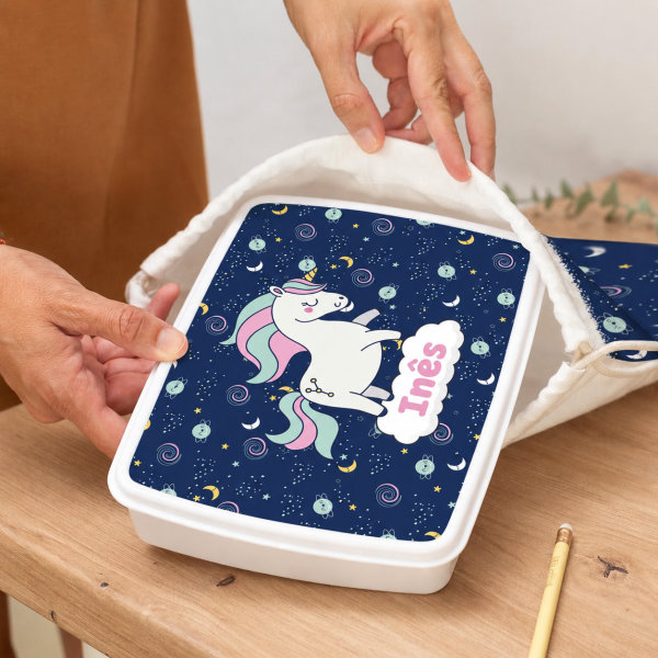 Lancheira Infantil Unicórnios Coloridos Personalizada
