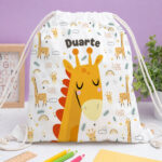 Miniatura de Mochila Saco Infantil Animais Coloridos Personalizada