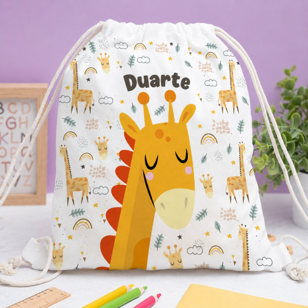 Mochila Saco Infantil Animais Coloridos Personalizada