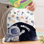 Mochila Saco Infantil Astronauta no Espaço Personalizada Miniatura de Mochila Saco Infantil Astronauta no Espaço Personalizada
