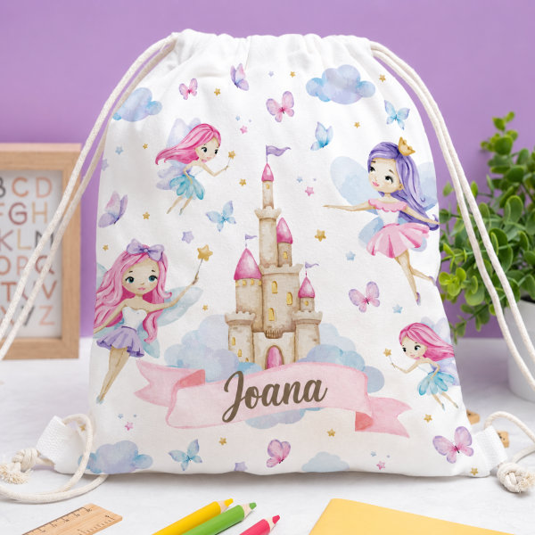 Mochila Saco Infantil Fadas Personalizada