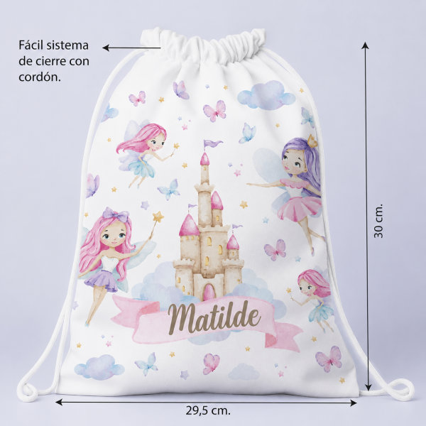 Mochila Saco Infantil Fadas Personalizada