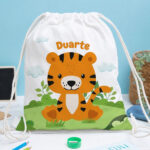 Miniatura de Mochila-Saco Infantil Animais da Selva personalizada