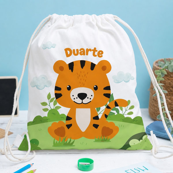Mochila-Saco Infantil Animais da Selva personalizada