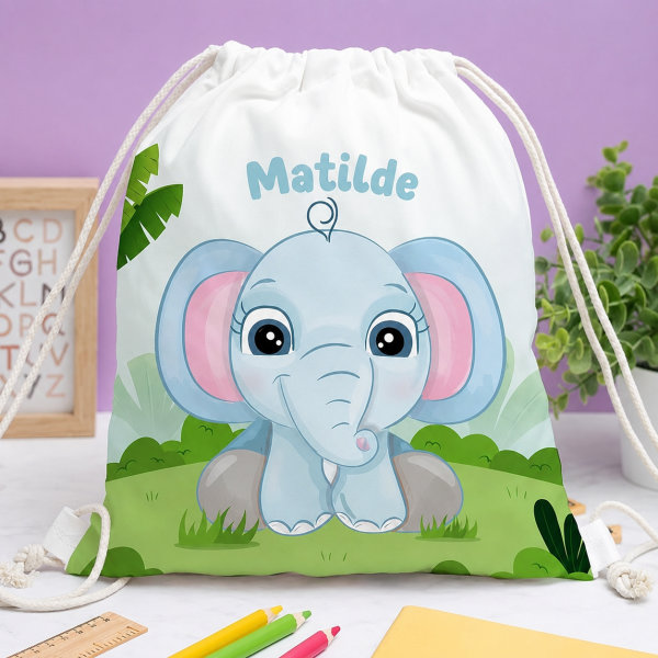Mochila-Saco Infantil Animais da Selva personalizada