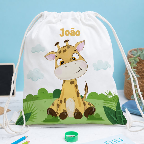 Mochila-Saco Infantil Animais da Selva personalizada