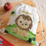 Miniatura de Mochila-Saco Infantil Animais da Selva personalizada