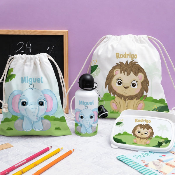 Mochila-Saco Infantil Animais da Selva personalizada