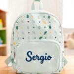 Mochila Infantil Verde com Folhas e Nome personalizado Miniatura de Mochila Infantil Verde com Folhas e Nome personalizado