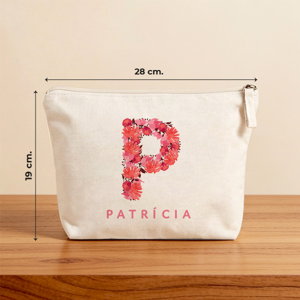Necessaire Inicial de Flores com Nome Personalizado