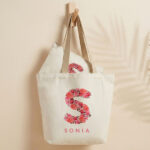 Miniatura de Tote Bag Inicial de Flores com Nome Personalizado